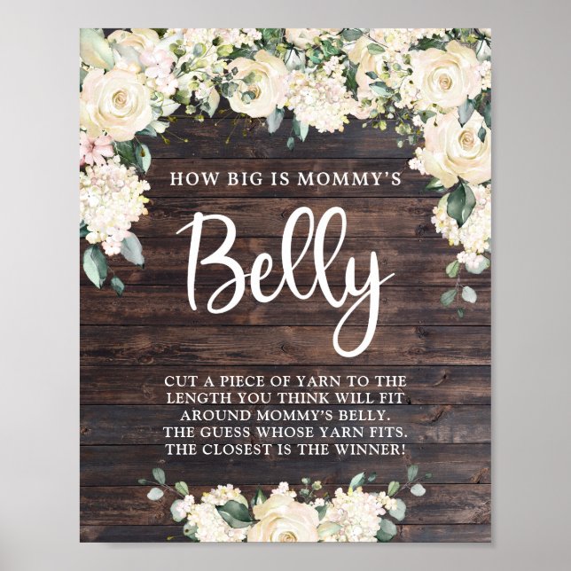 How big is mommy's belly sign game wood rustic (Front)