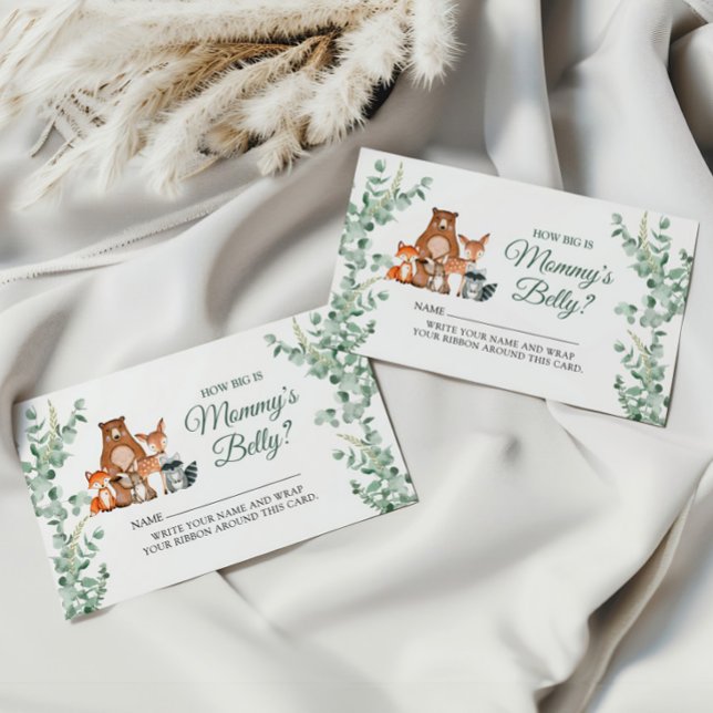How Big Is Mommy's Belly Ticket - Woodland Animals Enclosure Card (Creator Uploaded)