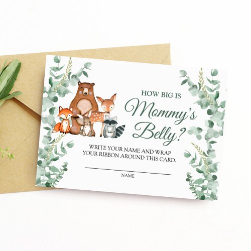 How Big Is Mommys Belly Ticket _ Woodland Animals Enclosure Card