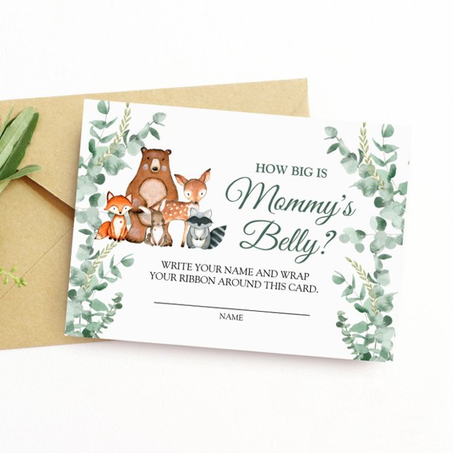 How Big Is Mommy's Belly Ticket - Woodland Animals Enclosure Card (Creator Uploaded)