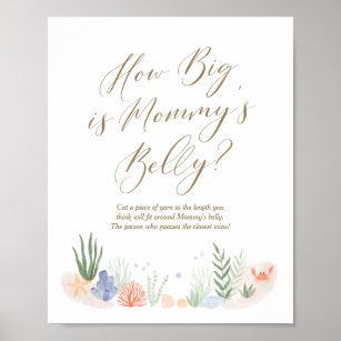 How Big is Mommy's Belly Under the Sea Baby Shower Poster