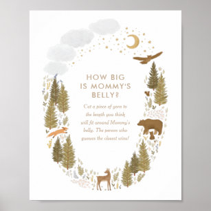 How Big is Mommy's Belly Woodland Baby Shower Game Poster