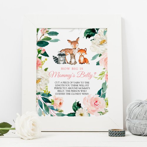 How Big Is Mommys Belly Woodland Baby Shower Post Poster