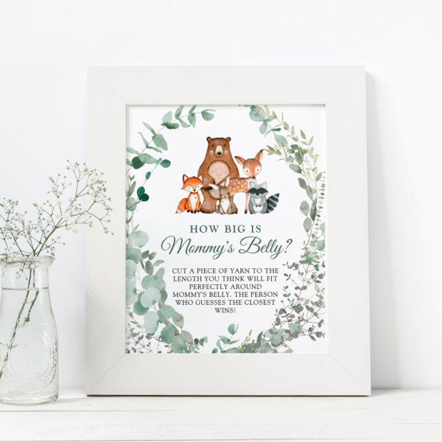 How Big Is Mommy's Belly Woodland Baby Shower Poster (Creator Uploaded)