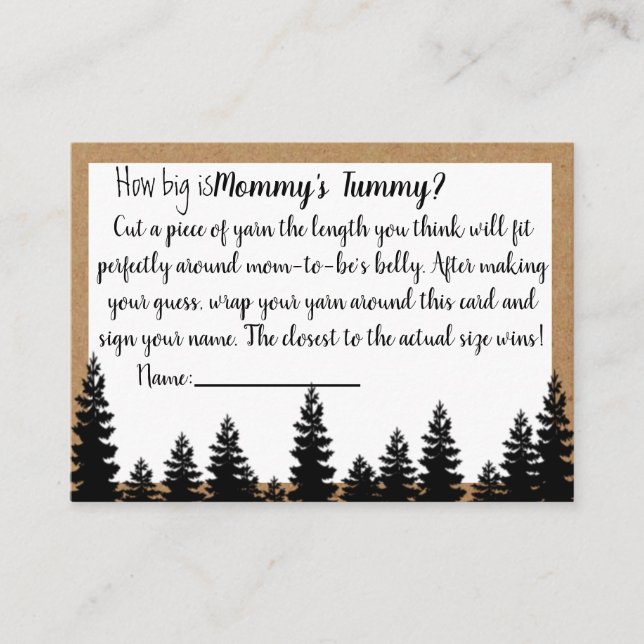 How Big is Mommys Tummy Baby Shower Game Enclosure Card (Front)