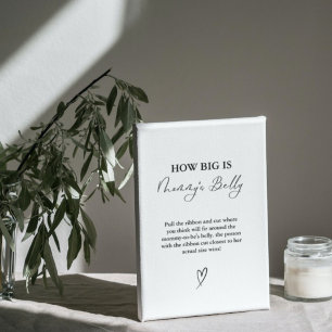 How Big is the mommy's belly Baby Shower Game Pedestal Sign