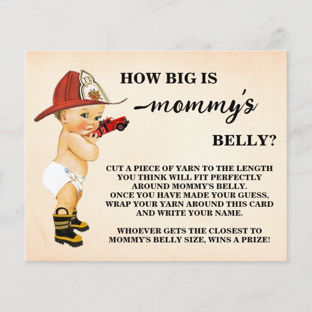 How Big Mommy's Belly Firefighter Shower Game Card Flyer (Front)