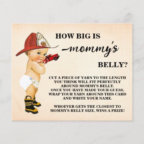 How Big Mommys Belly Firefighter Shower Game Card Flyer