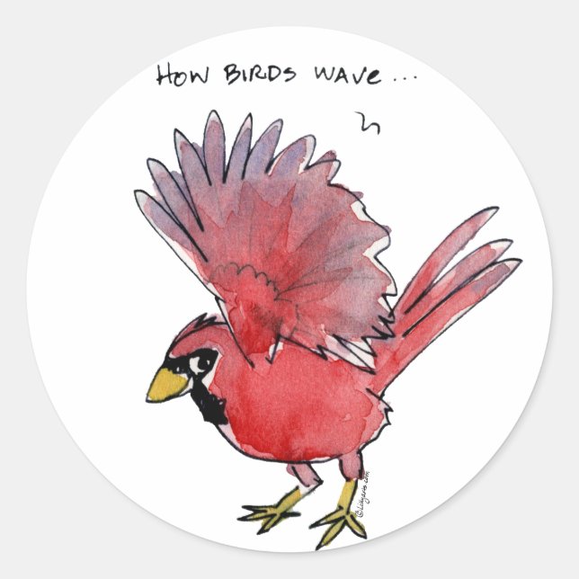 How Birds Wave Cardinal Classic Round Sticker (Front)