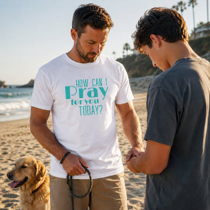 How Can I Pray For You Today Light Blue Retro T-Shirt