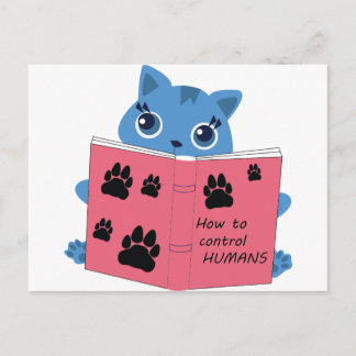how cats control humans postcard