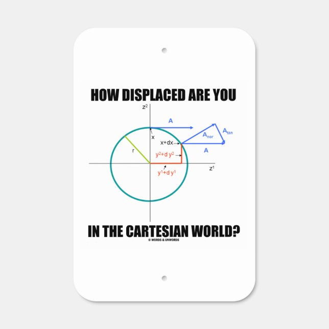 How Displaced Are You In The Cartesian World? Math Metal Sign (Front)