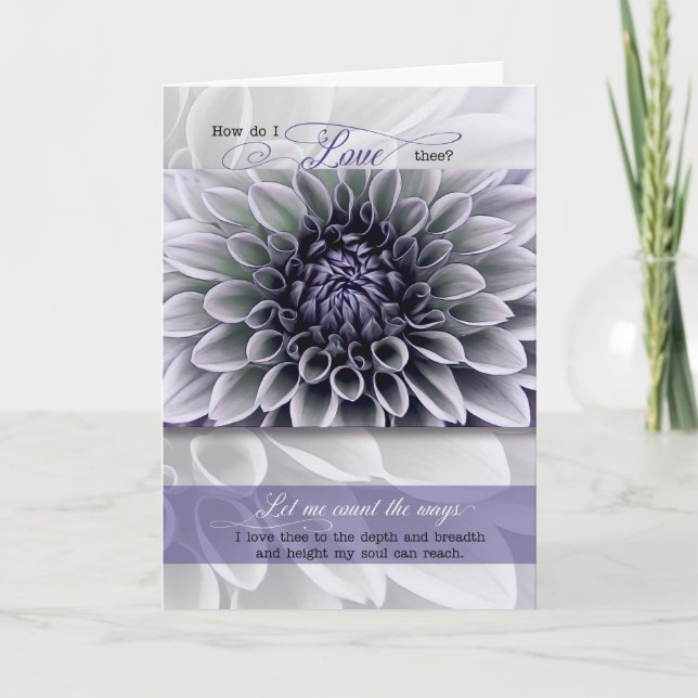 How Do I Love Thee Botanical Lavender Valentine Holiday Card (Front)