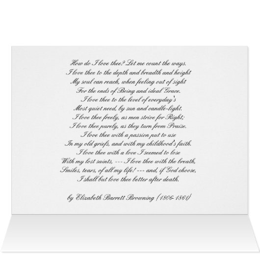 How Do I Love Thee - Browning Greeting Card (Inside Horizontal (Top))