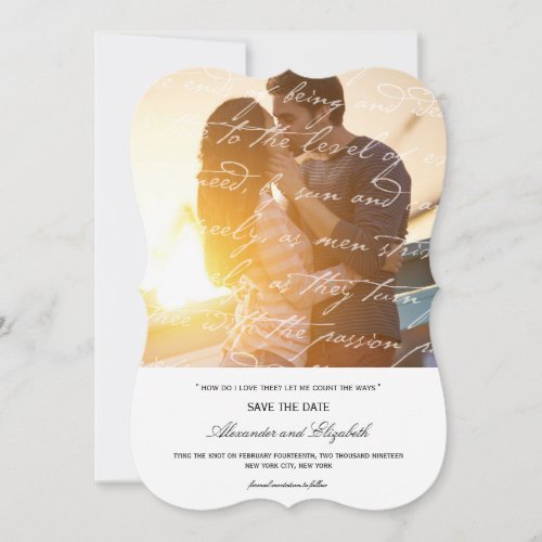 How Do I Love Thee Poetry Romantic Vintage Script Save The Date
