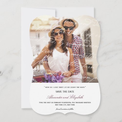 How Do I Love Thee Poetry Romantic Vintage Script Save The Date