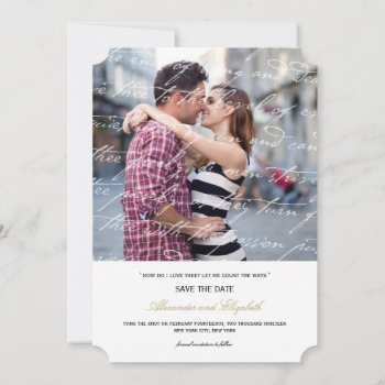 How Do I Love Thee Poetry Romantic Vintage Script Save The Date by fatfatin_blue_knot at Zazzle