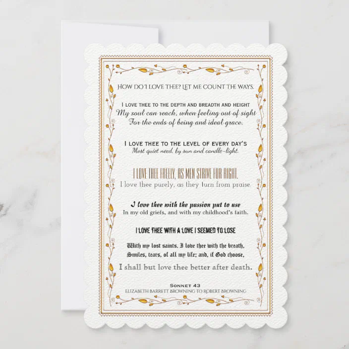 How Do I Love Thee Typography Poetry Wedding Invitation Zazzle Com