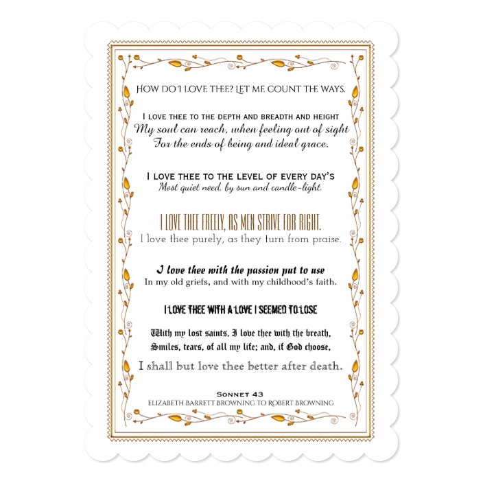 How Do I Love Thee Typography Poetry Wedding Invitation Zazzle Com