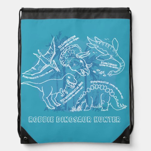 How do you say dinosaur blue named drawstring bag