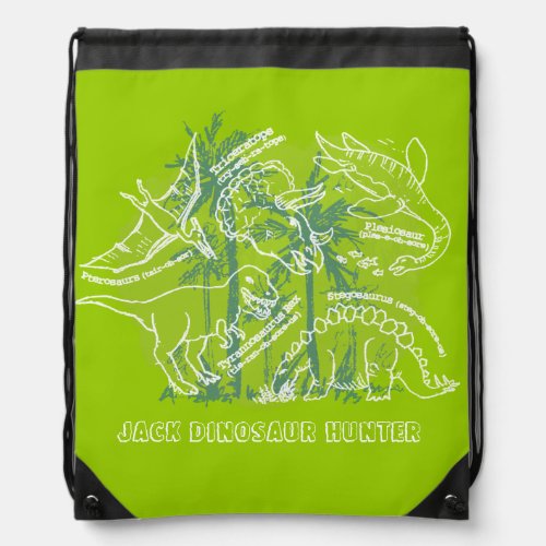 How do you say dinosaur green named drawstring bag