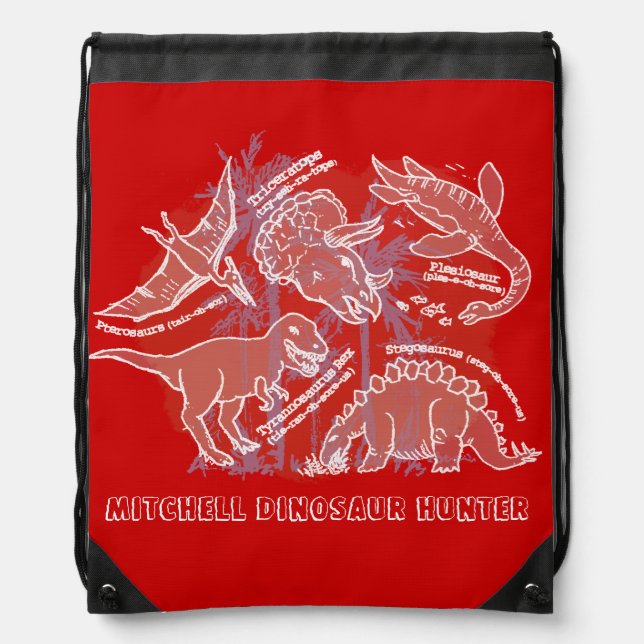 How do you say dinosaur red named drawstring bag (Front)