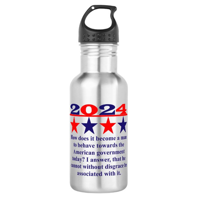 How Does It Become A Man - Political Quote  Stainless Steel Water Bottle (Front)