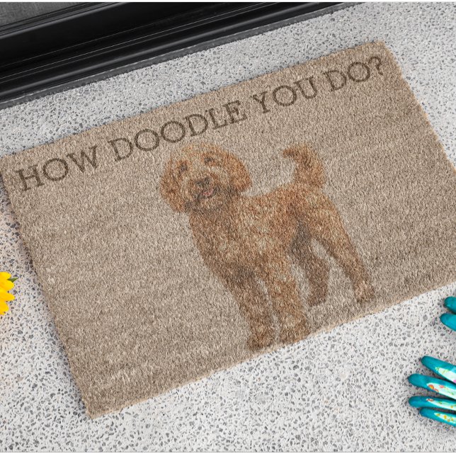 How Doodle you Do Goldendoodle dog Fiber Doormat (Creator Uploaded)