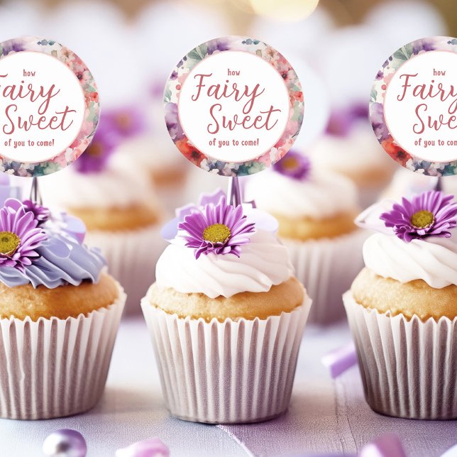 How Fairy Sweet of You to Come Cupcake Toppers Classic Round Sticker (How fairy sweet of you to come - fairycore Cupcake Topper Stickers.)