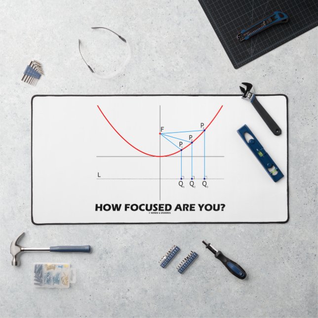 How Focused Are You? Parabola Graph Geek Humor Desk Mat (Workstation)
