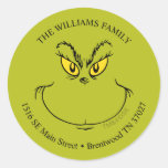 How Grinch Stole Christmas Face - Address Classic Round Sticker