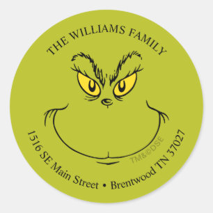 How Grinch Stole Christmas Face - Address Classic Round Sticker