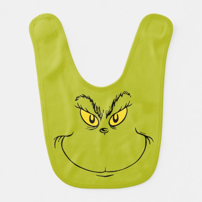 How Grinch Stole Christmas Face Baby Bib (Front)
