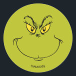 How Grinch Stole Christmas Face Classic Round Sticker<br><div class="desc">Add a Grinchy touch to your holiday decor with this "How the Grinch Stole Christmas" face sticker, featuring the Grinch’s iconic mischievous grin. Perfect for decorating gift wraps, holiday cards, or party favors, this sticker adds a playful and festive twist to your Christmas celebrations. Whether you're a fan of Dr....</div>