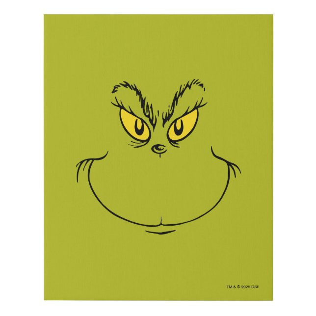 How Grinch Stole Christmas Face Faux Canvas Print (Front)