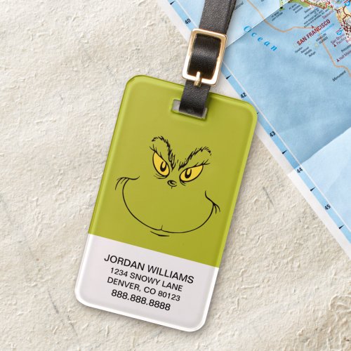 How Grinch Stole Christmas Face Luggage Tag