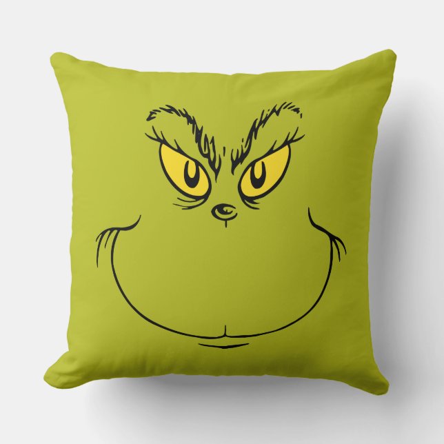 How Grinch Stole Christmas Face Throw Pillow (Front)