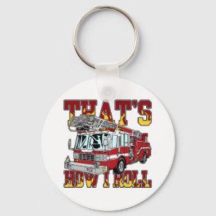 How I Roll Fire Truck Keychain