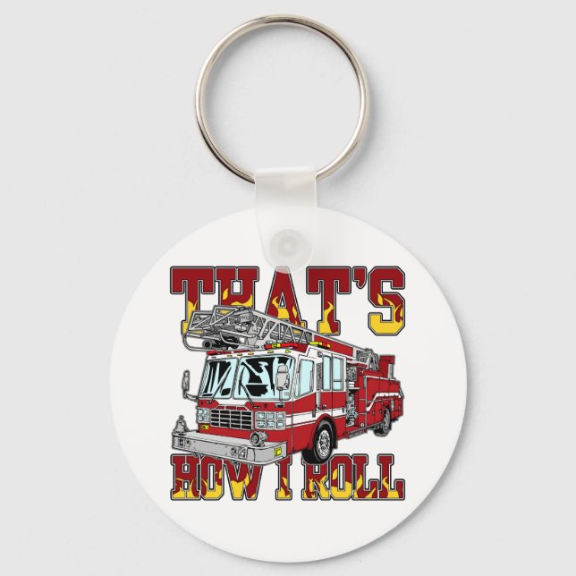 How I Roll Fire Truck Keychain (Front)