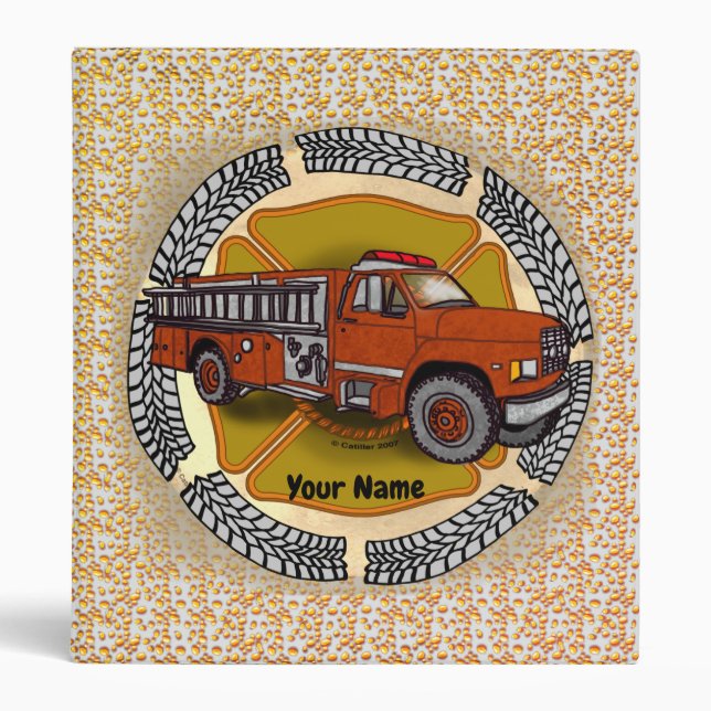 How I Roll Firetruck firefighter  binder, 3 Ring Binder (Front)