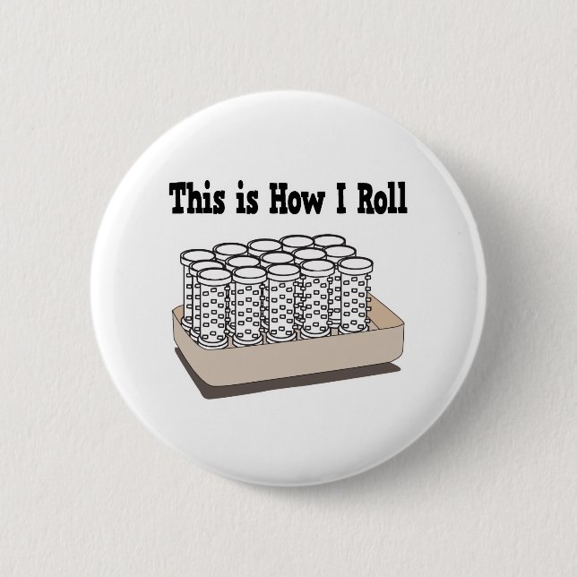 How I Roll Hair Curlers Pinback Button (Front)