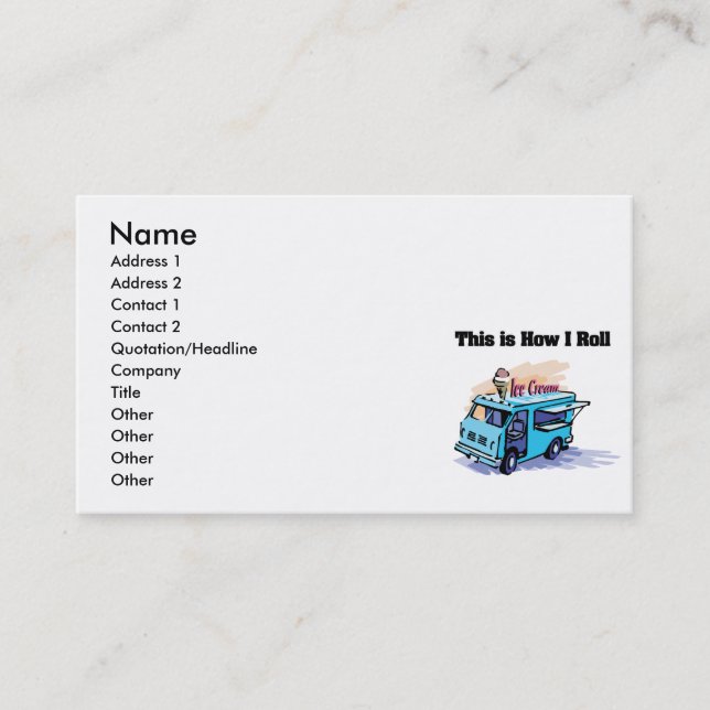 How I Roll (Ice Cream Truck) Business Card (Front)