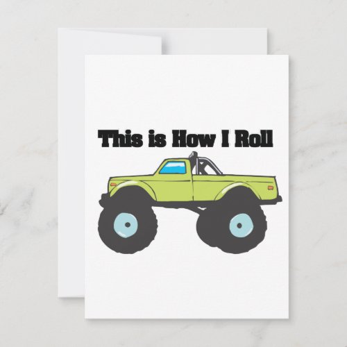 How I Roll (Monster Truck) Personalized Invitation