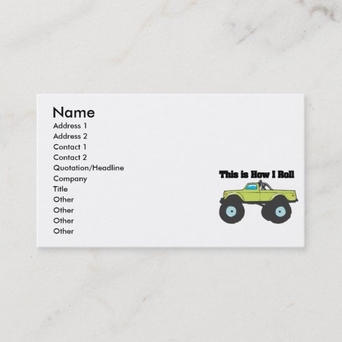 How I Roll (Monster Truck) Business Card Template