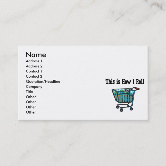 How I Roll Shopping Cart Business Card (Front)