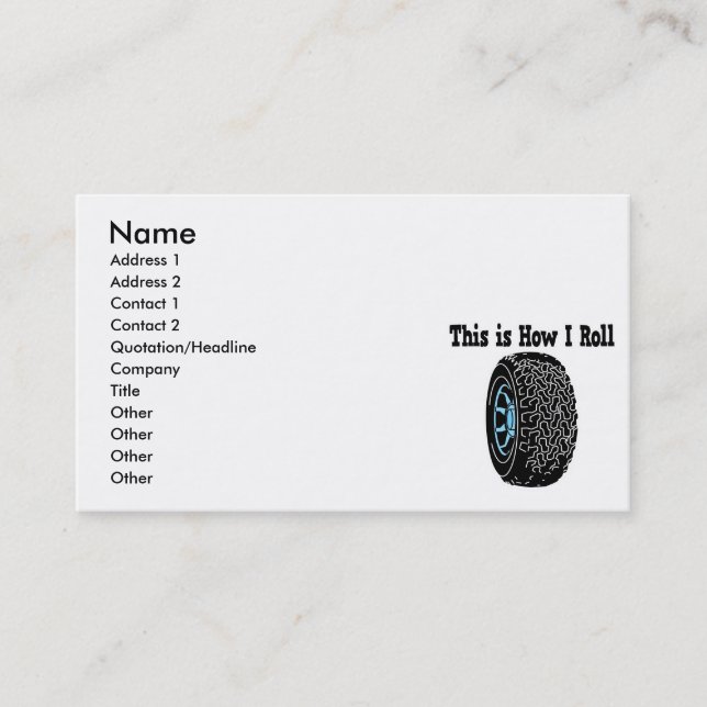 How I Roll Tire Business Card (Front)