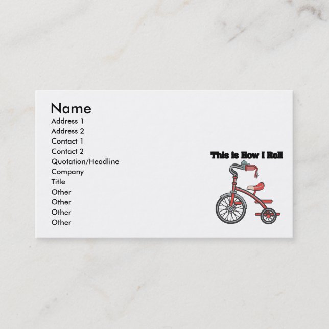 How I Roll (Tricycle) Business Card (Front)