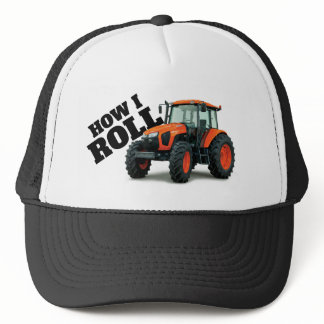 "How I Roll" with Orange Farm Tractor  Trucker Hat