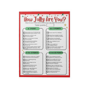 How Jolly Are You Christmas Game Notepad
