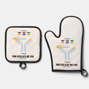 How Lock And Key Are You? Antigen Antibody Humor Oven Mitt & Pot Holder Set